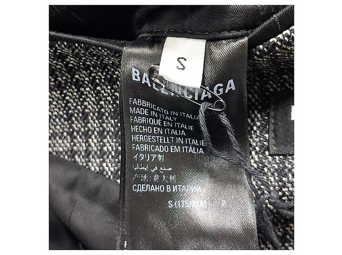 Grau kariertes Woll-Doppelreiher-Mantel von Balenciaga, lockere Passform - Ansicht 5