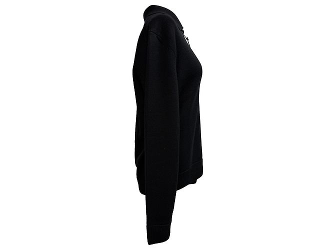 Moncler Halb-Zip Polo-Pullover aus schwarzer Schurwolle - Ansicht 2