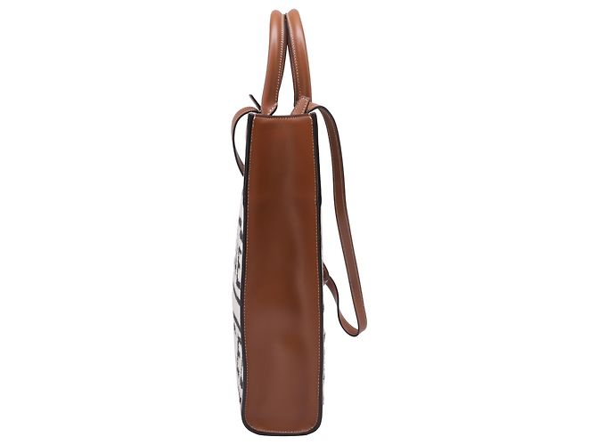 Céline Borsa tote verticale Celine Small Cabas logo in tela marrone Rosso - vista 3