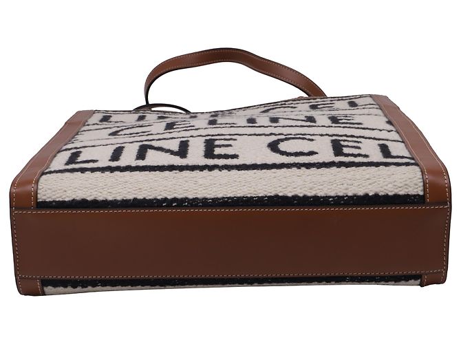 Céline Borsa tote verticale Celine Small Cabas logo in tela marrone Rosso - vista 5