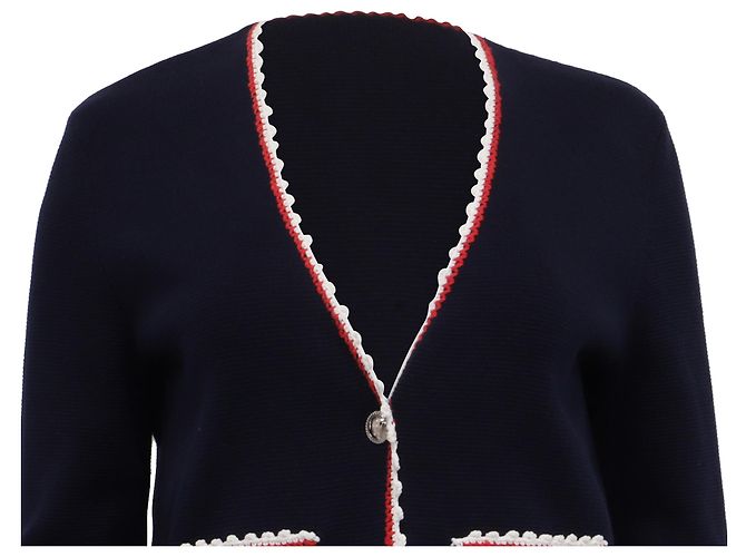 Maje Moulinette Cardigan mit Kontrastbesatz aus navyblauer Baumwolle Marineblau - Ansicht 2