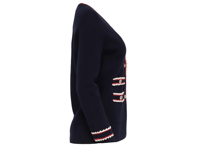 Maje Moulinette Cardigan mit Kontrastbesatz aus navyblauer Baumwolle Marineblau - Ansicht 3