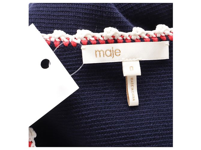 Maje Moulinette Cardigan mit Kontrastbesatz aus navyblauer Baumwolle Marineblau - Ansicht 5