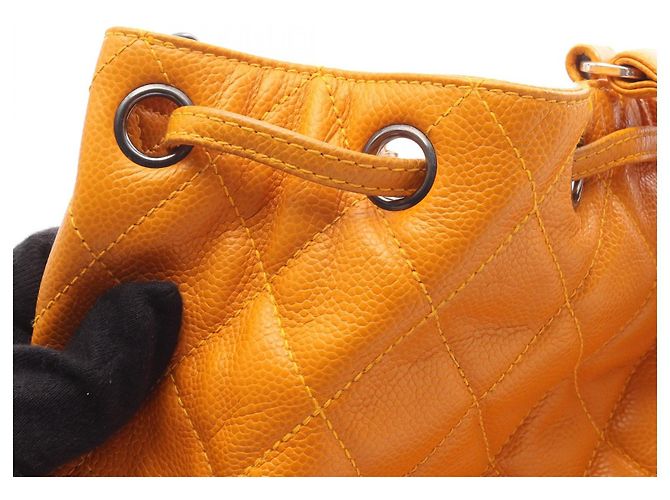 Timeless Zaino in vitello matelassé Chanel Arancione - vista 8