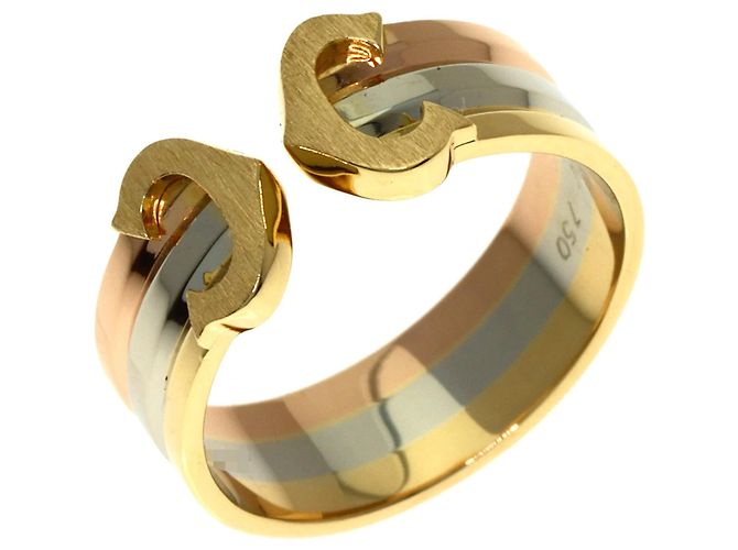 Anello Cartier 2C in oro giallo bianco e rosa 18K - vista 2