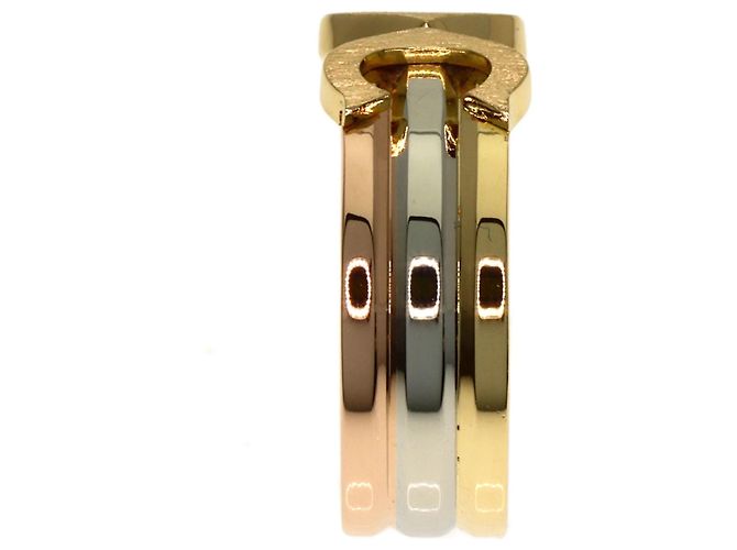 Anello Cartier 2C in oro giallo bianco e rosa 18K - vista 3
