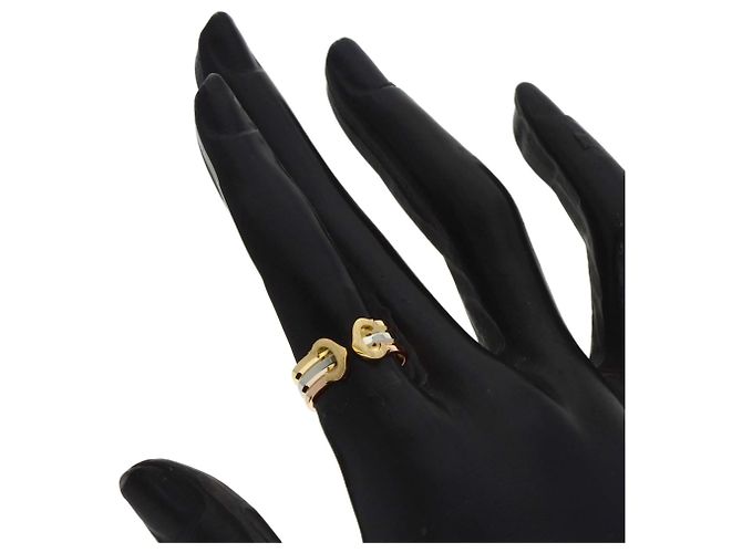 Anello Cartier 2C in oro giallo bianco e rosa 18K - vista 7