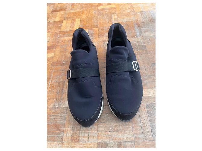 Hermès Baskets Hermes stretch et cuir Noir - vue 2