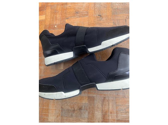 Hermès Baskets Hermes stretch et cuir Noir - vue 3