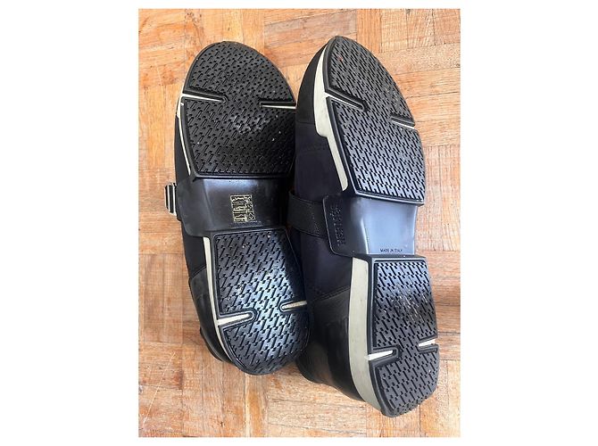 Hermès Baskets Hermes stretch et cuir Noir - vue 4