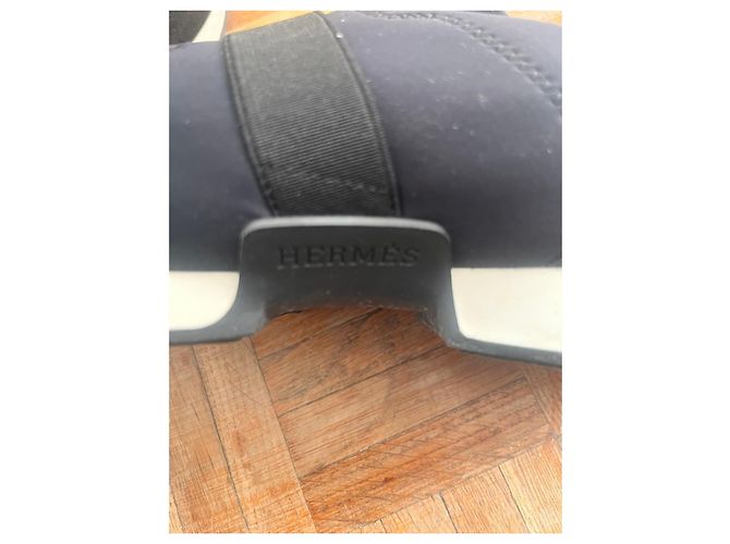 Hermès Baskets Hermes stretch et cuir Noir - vue 6