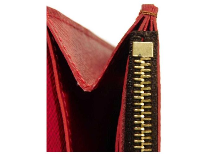 Louis Vuitton Langer Geldbeutel aus Damier-Canvas Braun Rot Fuschia Damier ebene - Ansicht 10