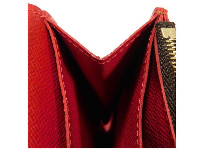 Louis Vuitton Langer Geldbeutel aus Damier-Canvas Braun Rot Fuschia Damier ebene - Ansicht 11