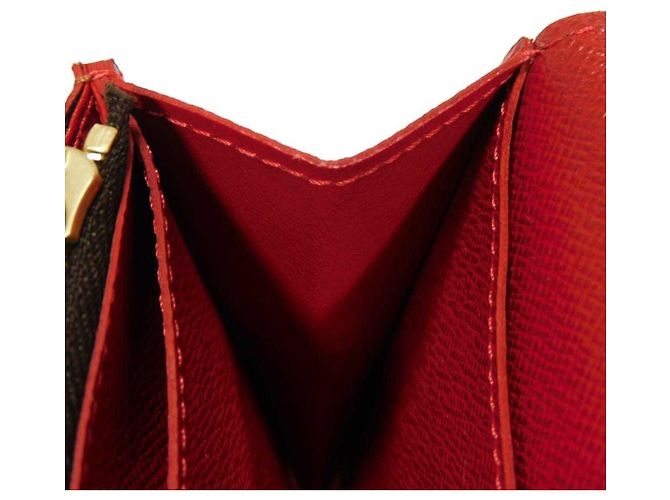 Louis Vuitton Langer Geldbeutel aus Damier-Canvas Braun Rot Fuschia Damier ebene - Ansicht 12