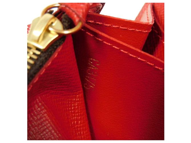Louis Vuitton Langer Geldbeutel aus Damier-Canvas Braun Rot Fuschia Damier ebene - Ansicht 15