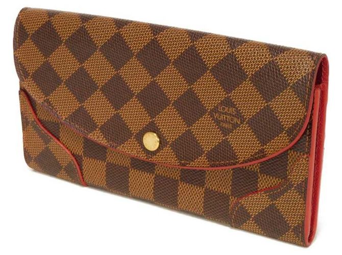 Louis Vuitton Langer Geldbeutel aus Damier-Canvas Braun Rot Fuschia Damier ebene - Ansicht 2