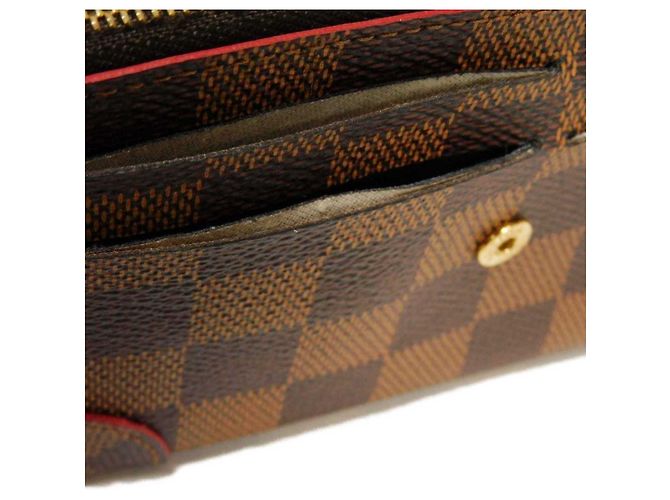 Louis Vuitton Langer Geldbeutel aus Damier-Canvas Braun Rot Fuschia Damier ebene - Ansicht 20
