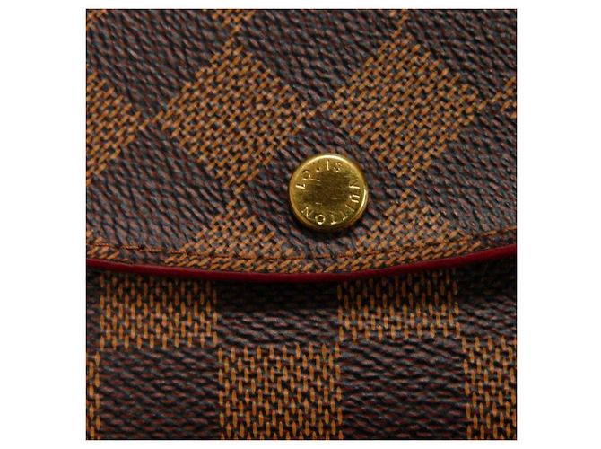 Louis Vuitton Langer Geldbeutel aus Damier-Canvas Braun Rot Fuschia Damier ebene - Ansicht 22