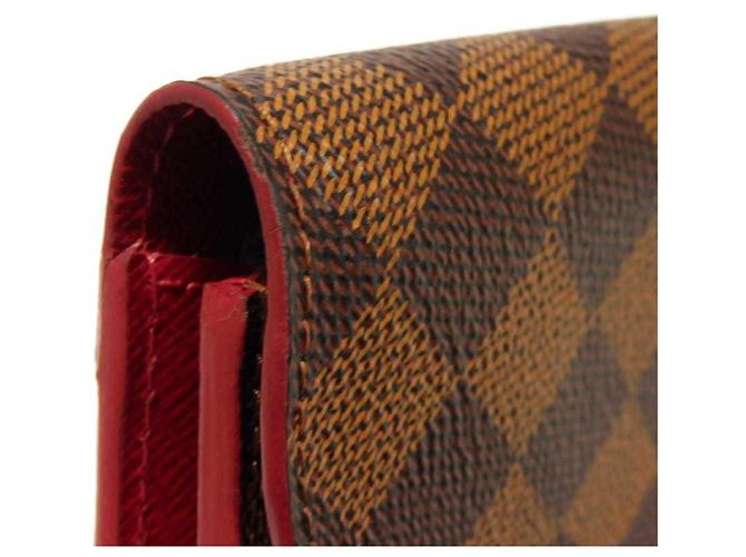 Louis Vuitton Langer Geldbeutel aus Damier-Canvas Braun Rot Fuschia Damier ebene - Ansicht 26