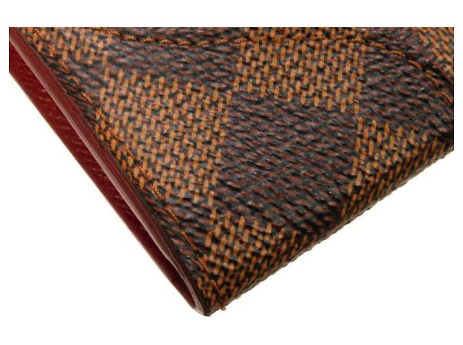 Louis Vuitton Langer Geldbeutel aus Damier-Canvas Braun Rot Fuschia Damier ebene - Ansicht 27