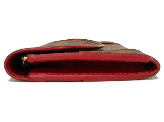 Louis Vuitton Langer Geldbeutel aus Damier-Canvas Braun Rot Fuschia Damier ebene - Ansicht 32