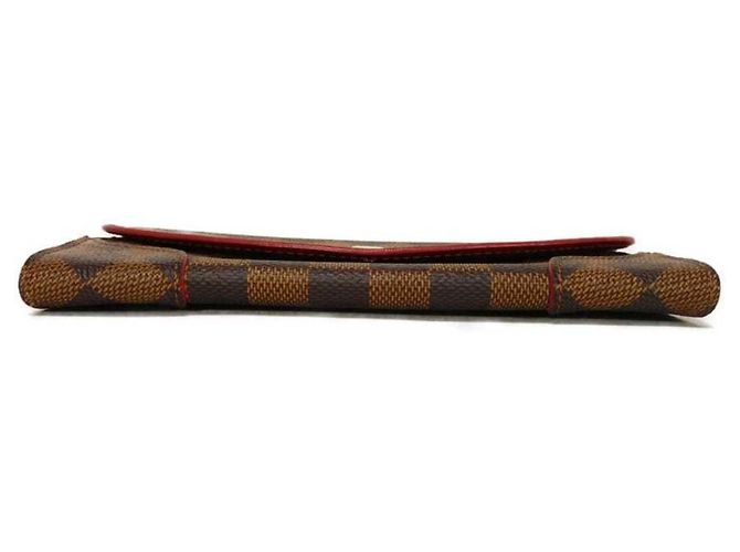 Louis Vuitton Langer Geldbeutel aus Damier-Canvas Braun Rot Fuschia Damier ebene - Ansicht 33