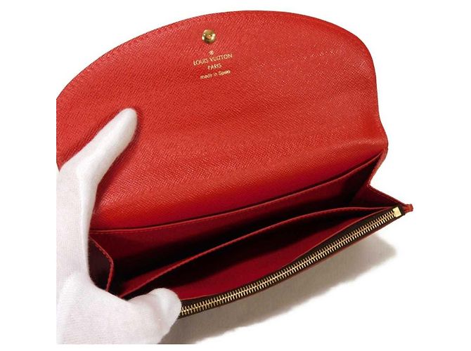 Louis Vuitton Langer Geldbeutel aus Damier-Canvas Braun Rot Fuschia Damier ebene - Ansicht 5