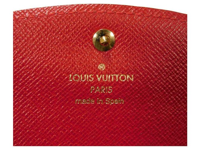 Louis Vuitton Langer Geldbeutel aus Damier-Canvas Braun Rot Fuschia Damier ebene - Ansicht 7