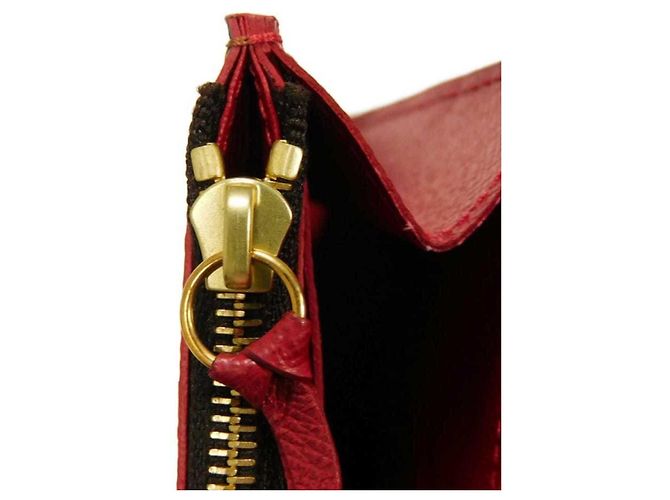 Louis Vuitton Langer Geldbeutel aus Damier-Canvas Braun Rot Fuschia Damier ebene - Ansicht 8