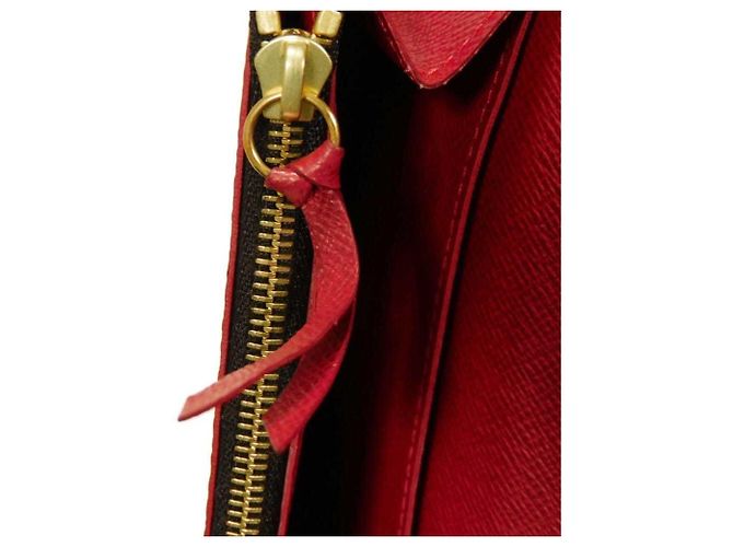 Louis Vuitton Langer Geldbeutel aus Damier-Canvas Braun Rot Fuschia Damier ebene - Ansicht 9