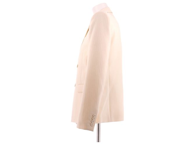 Saint Laurent Blazer crema de lana Beige - vista 4