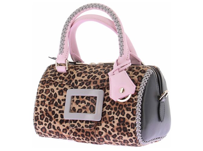 Borsa Roger Vivier Leopardata e Rosa in Pelle Marrone - vista 5