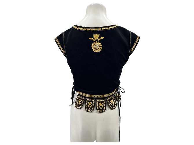Autre Marque Top negro con bordado dorado - vista 2
