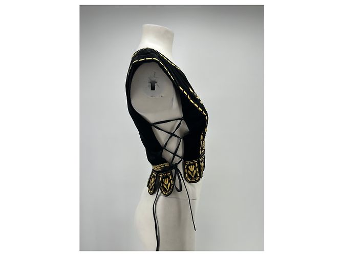 Autre Marque Top negro con bordado dorado - vista 3