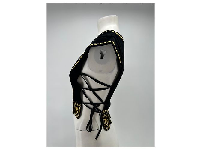 Autre Marque Top negro con bordado dorado - vista 4