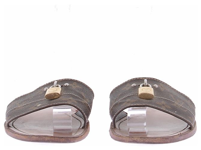 Louis Vuitton Mules "Lock It" aus monogrammiertem Canvas Braun - Ansicht 4