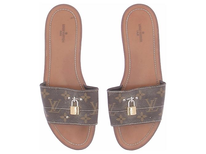 Louis Vuitton Mules "Lock It" aus monogrammiertem Canvas Braun - Ansicht 6