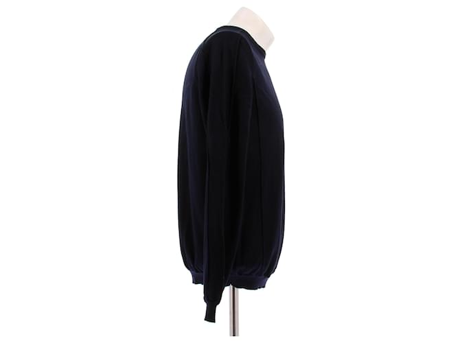 Prada Marinefarbener Rundhals-Pullover aus Wolle Marineblau - Ansicht 3