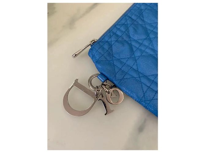 Pochette Dior Blu in Tessuto Cannage - vista 2