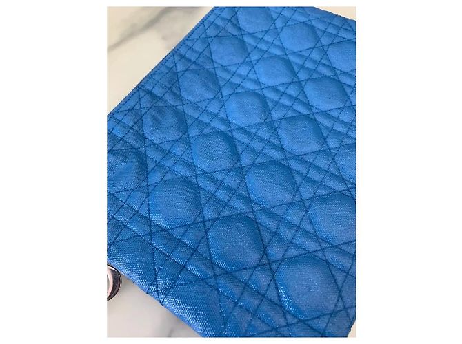 Pochette Dior Blu in Tessuto Cannage - vista 3