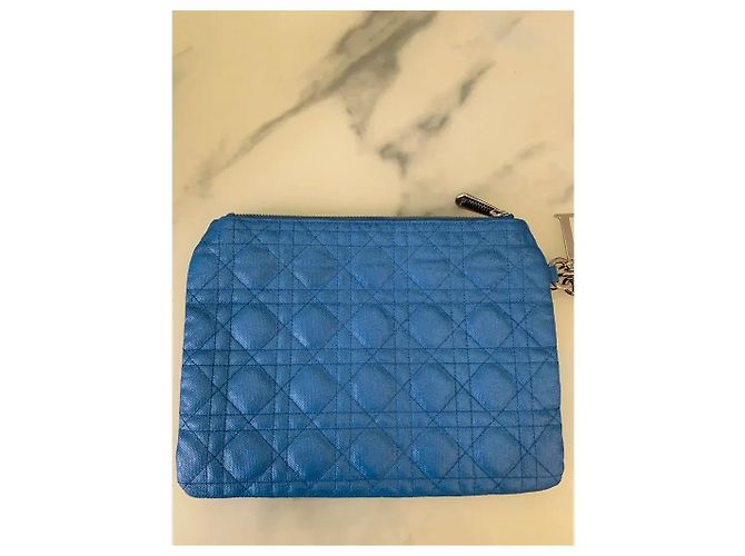 Pochette Dior Blu in Tessuto Cannage - vista 4