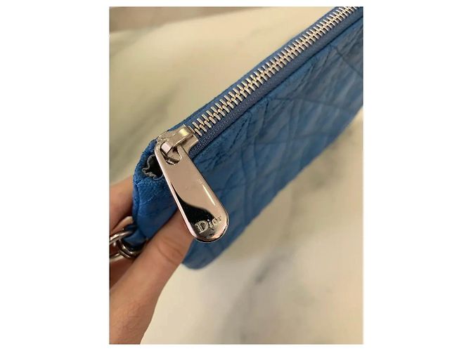 Pochette Dior Blu in Tessuto Cannage - vista 7