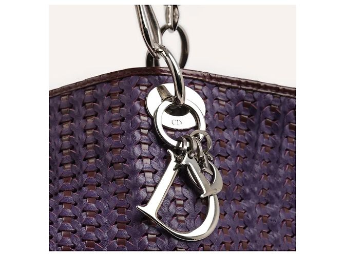 Borsa Tote Dior in pelle intrecciata viola Porpora - vista 3