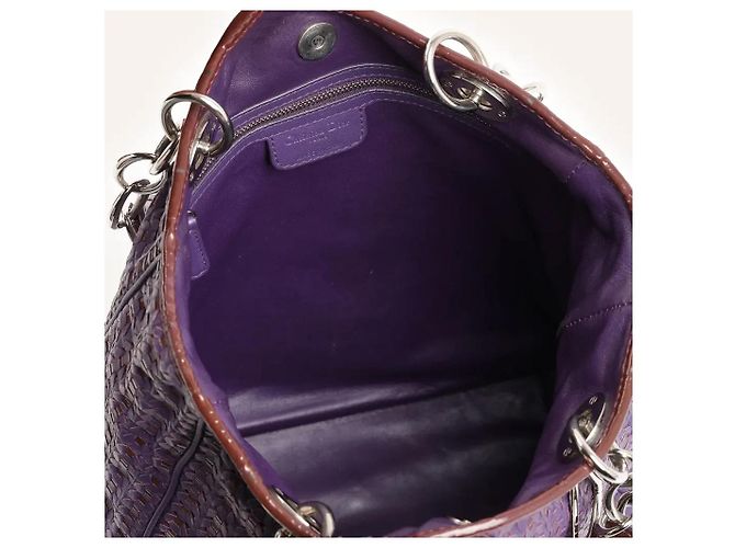 Borsa Tote Dior in pelle intrecciata viola Porpora - vista 4