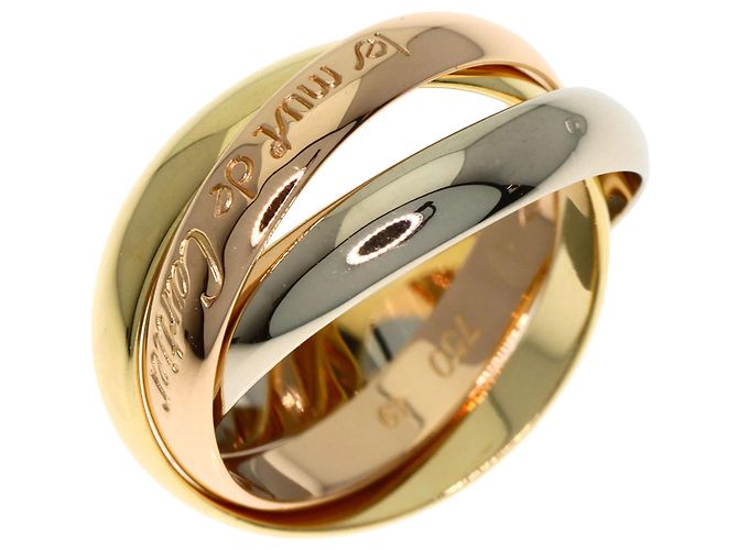 Anello Trinity Cartier in oro giallo rosa e bianco - vista 2
