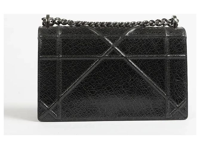 Borsa Dior Diorama Media in pelle nera craquelé Nero - vista 3