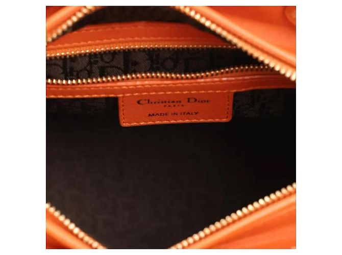 Lady Dior Dior Lady Large Handtasche aus orangefarbenem Cannage-Leder - Ansicht 4