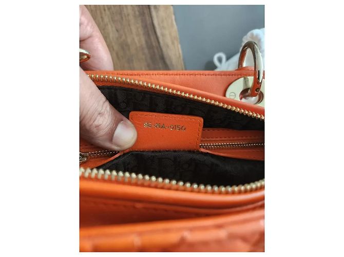 Lady Dior Dior Lady Large Handtasche aus orangefarbenem Cannage-Leder - Ansicht 5