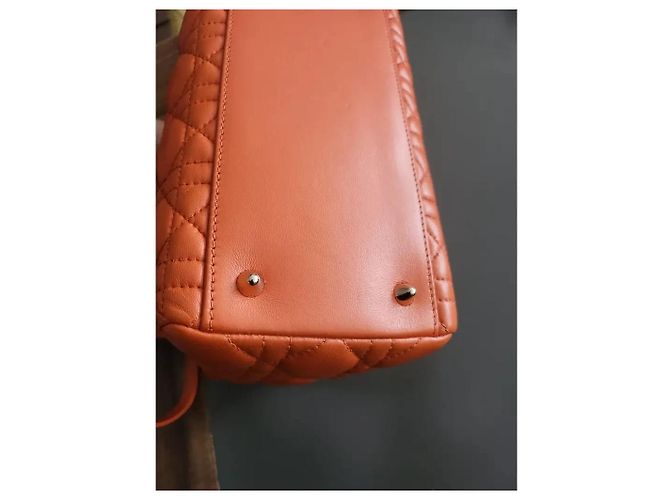 Lady Dior Dior Lady Large Handtasche aus orangefarbenem Cannage-Leder - Ansicht 7