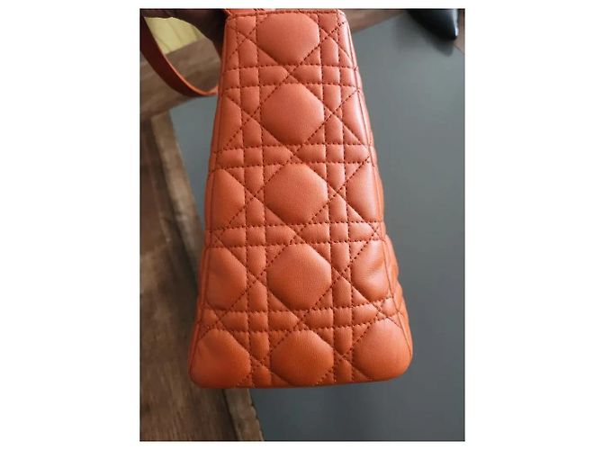 Lady Dior Dior Lady Large Handtasche aus orangefarbenem Cannage-Leder - Ansicht 8